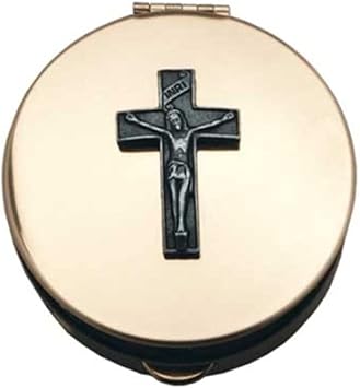 Cathedral Art Metal Abbey & CA Gift Polished Brass PYX with Cross/Pill/Keepsake Box
