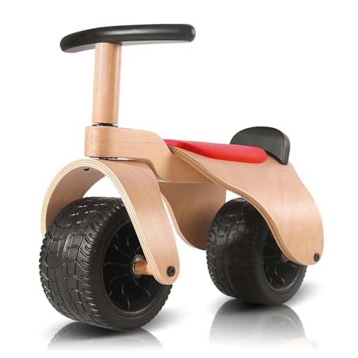 KRIDDO Wooden Baby Balance Bike 1 Year Old, Wide Wheels for Stable and Smooth Ride, Boy Girl First Balance Bike Gift for 12 Month to 3 Year, Non-Sharp Parts, Soft Seat, Red
