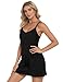 Buauty Women Summer Sleeveless Romper Dress, Built-in Shorts & Pockets, V Neck Tennis Outfit for Running, Yoga, Beach Black