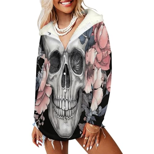 Sweats à capuche chaud femme en peluche sherpa avec poches rose