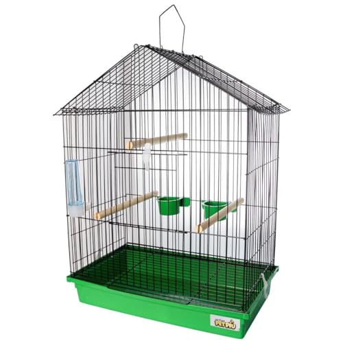 Gaiola Para Calopsita Teto Aramado Black/Verde Pet Piu Jel Plast