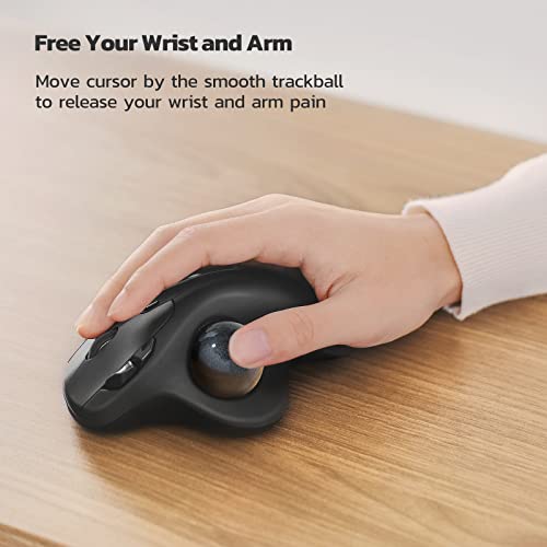 Image of Nulea M501 Wireless Trackball Mouse, Rechargeable Ergonomic, Easy Thumb Control, Precise & Smooth Tracking, 3 Device Connection (Bluetooth or USB Receiver), Compatible for PC, Laptop, Mac, Windows.