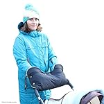 ByBoom - Handwärmer, Muff mit Fleece Innenseite, Universalgröße für Kinderwagen, Buggy, Radanhänger, Farbe:Schwarz/Grau