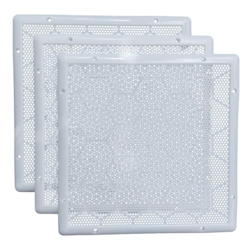 LJL Traders Square Air Vent Cover, Wall Exhaust Fan Grill, Mosquito Net Dust Controller, 12 Inch Square (30.5 cm) White -4 Piece