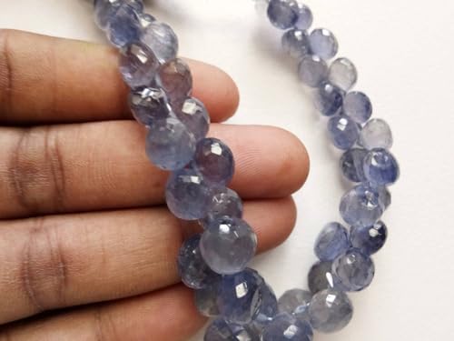 Briolettes d'oignon Iolite haut de gamme taillées main pour joaillerie fine, rang de 3,5" KS5052