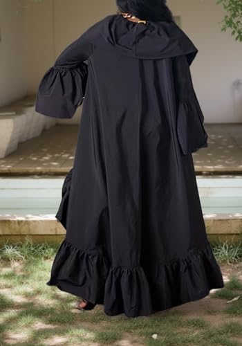 LKOUS Women's Ruffle Asymmetrical Maxi Cardigan Open Front Long Sleeve Trench Coat Cape Blazer2