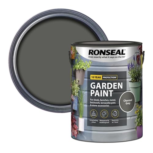 AOC24 Garden Fence Paint 2.5l – Multi-Surface Exterior Paint for Wood, Brick, Metal, Stone & Terracotta – Waterproof, Resists Fading, Matt Finish for Sheds, Fences, Garden furniture Charcoal Grey
