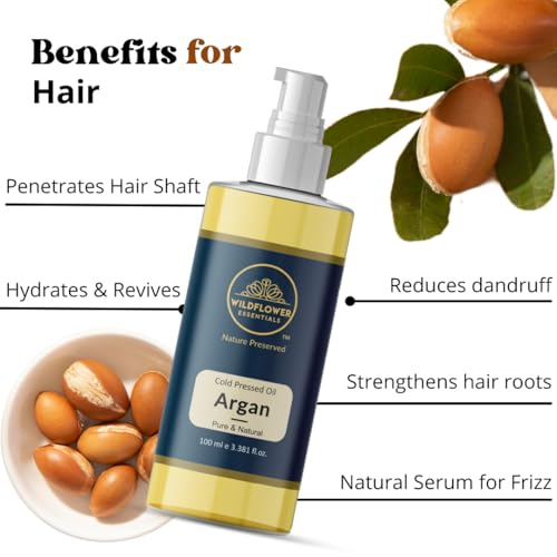 Image of Argan Oil Cold Pressed for Face, Hair, Skin, Nails Moisturising & Hyrdrating For All Skin & Hair Types 100% Pure & Natural 100 ml