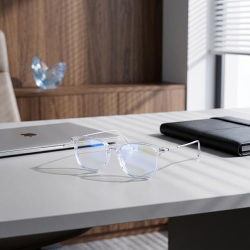 Image of Shiratori Square Blue Light Blocking Glasses for Women Men, Lightweight Frame Anti Eyestrain Computer Glasses