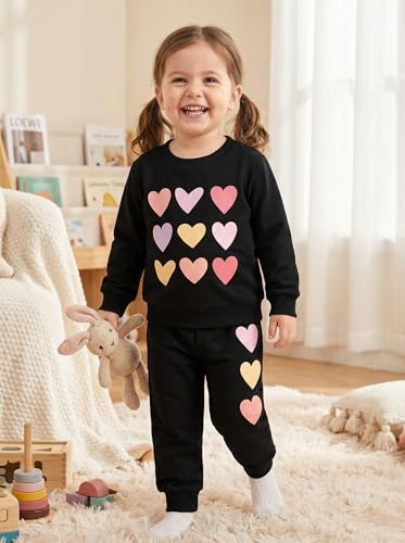 Image of Little Girls Outfits 2 Piece Toddler Long Sleeve Sweatshirt Leggings Pants Fall Winter Clothing Set 2-10 Years