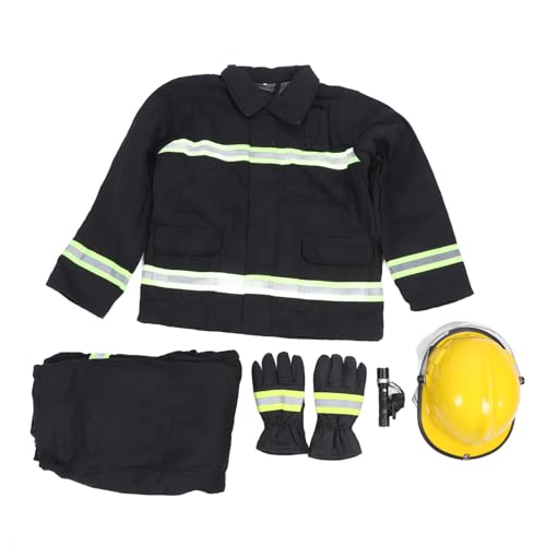 KKPLZZ 5 Piece Set of Fireproof Work Clothing with Reflective Tape High Visibility Thermal Insulation Safety Coverall Navy Blue (XXXL)