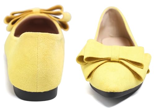 Image of SAILING LU Womens Bowknot Ballet Flats Pointy Toe Suede