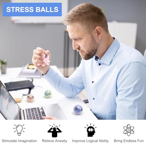 6 Stück Octopus Stressball Taba Squishy Ball Anti Stress Bälle Squeeze Toy Antistressball Quetschball Antistress Spielzeug Antistressbälle Stressabbau Quetsch Spielzeug für ADHS Kinder Erwachsene