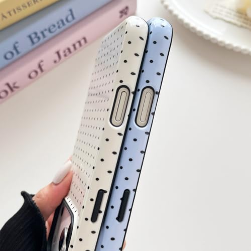 Sayoaho Compatible with iPhone 17 Pro Case, Fashion Cute Polka Dot Pattern Aesthetic Design for Women, Soft TPU and Hard Back Shockproof Phone Case for iPhone 17 Pro 6.3 inch, Blue by Sayoaho - Image 6
