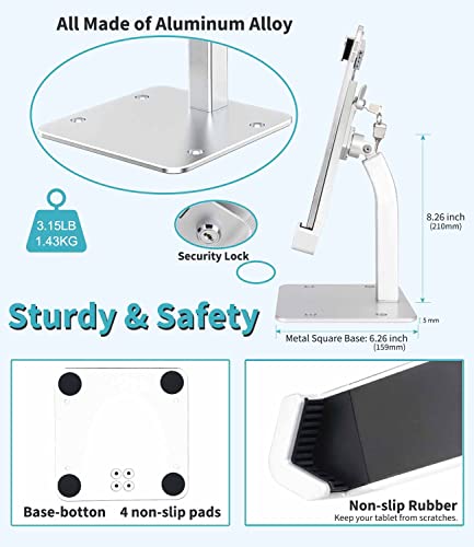 Image of Security Tablet Stand for Countertop, [Fits 11-14 inch Tablets] All Metal Anti-Theft Tablet Mount for Kiosk POS Rail, 360Rotation Lockable Holder for iPad Pro 13 12.9 10.5 Air, Tabs, Surface Go