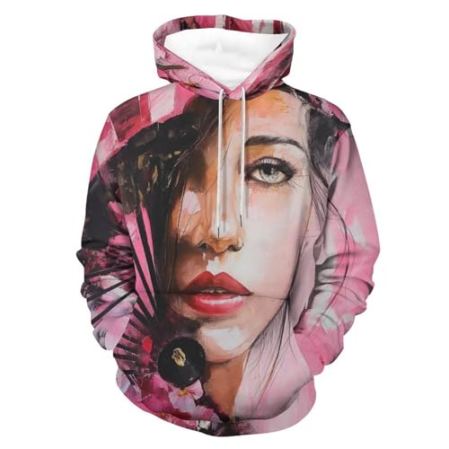 Femme avec éventail sweat à capuche fleurs de cerisier sweatshirt homme pull S
