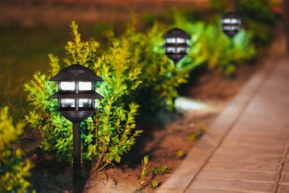 NUVO SF76/632 One 2 Louver Hood Outdoor Pagoda Landscape Pathway Light, 2 Tier-Small, Old Bronze