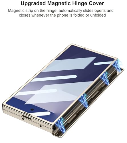 Image of Midkart Magnetic Case Compatible with Samsung Galaxy Z Fold 7 Release 2025 Hinge Protection Leather Cover with Stand Electroplated Camera Protection, Mint Green & Gold