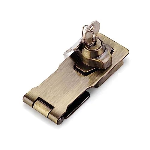 Image of Keyed Hasp Locks Cabinet Locks With Keys And Screws Twists Knob Keyed Locking Hasp Padlock For Security Door Garage, 2.5inch Green Bronze