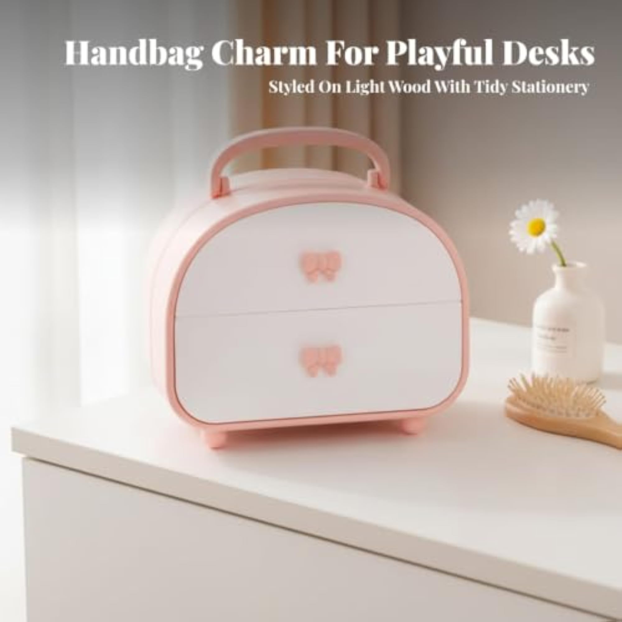 2-Drawer Hair Accessory Organizer, Handbag-Shaped Storage Case