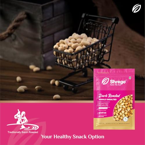 Image of SHREGO Dark Roasted Whole Peanut Unsalted 360G, Snack & Namkeen (Vacuum Packed) (Pack of 2)