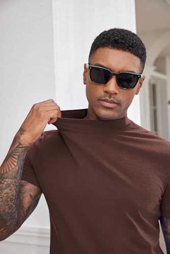 Image of COOFANDY Mens Mock Turtleneck Shirts Casual Premium Cotton Short Sleeve Shirt Basic Half Neck T-Shirts