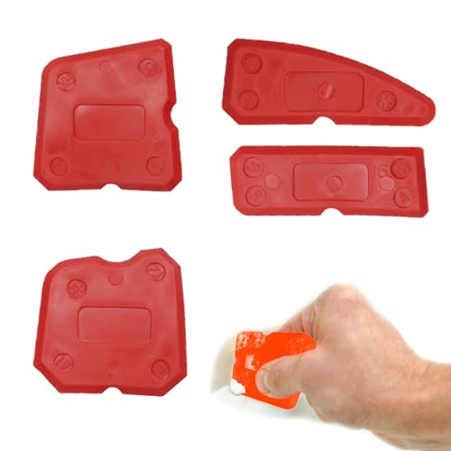 4pcs Portable Red Silicone Smoothing Tool Kit, Sealant Finishing and Remover, Caulking Smoother Mastic Tool for Kitchen, Bathroom, Home Floor