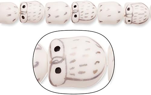Porcelain Beads Night Watch owl White 14x16mm 12pcs/String