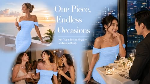 Image of Fooullaide Women's Sexy Off Shoulder Sleeveless Bodycon Ruched Midi Dress | Stretchy, Breathable, Mesh, Not See-Through, Elegant,Formal Gown, Cocktail, Evening, Party, Night Out Tube Dresses