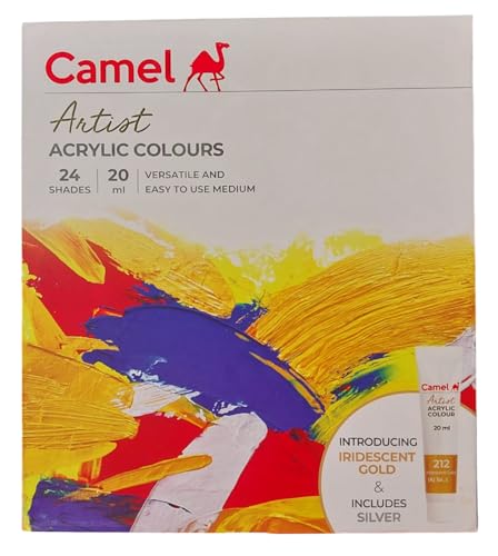 Image of Camel Artist Acrylic Colours 20ml, 24 Shades (Assorted Colour)