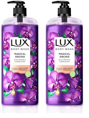 Image of Lux Body Wash Fragrant Skin Black Orchid Scent & Juniper Oil Supersaver Xl Pump Bottle With Long Lasting Fragrance, Glycerine, Paraben Free, Extra Foam, 750 Ml (Pack of 2)