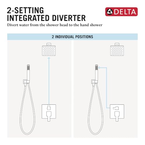 Image of Delta Modern Round Shower System Faucet Set, Brushed Gold 6-inch Shower Head and Handle Set, Valve Trim Kit, Champagne Bronze T342704-CZ (Valve Not Included)