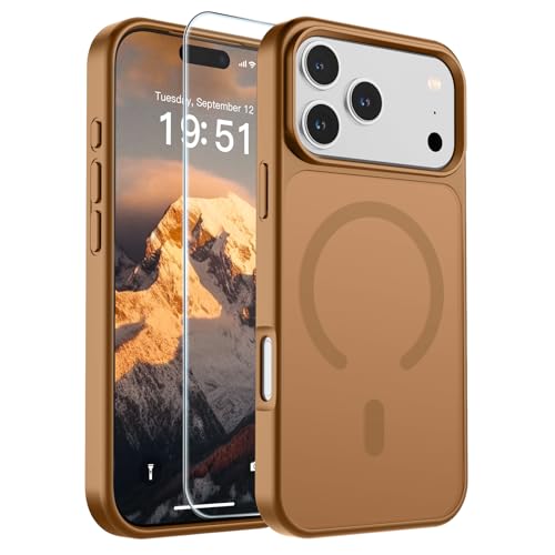 Image of SUPFINE Magnetic for iPhone 17 Pro Max Case (Compatible with MagSafe)(Military Grade Drop Protection) Translucent Matte Shockproof with Anti-Fingerprint Phone Cover,Brown