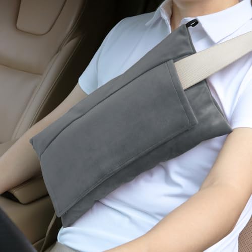 AmazeCov Super Soft Seatbelt Pillow Seat Belt Pillow for Mastectomy Post-Surgery Seat Belt Cushion for Heart Surgery Recovery Hysterectomy Abdominal Incision Recovery Seatbelt (Dark Gray Large)