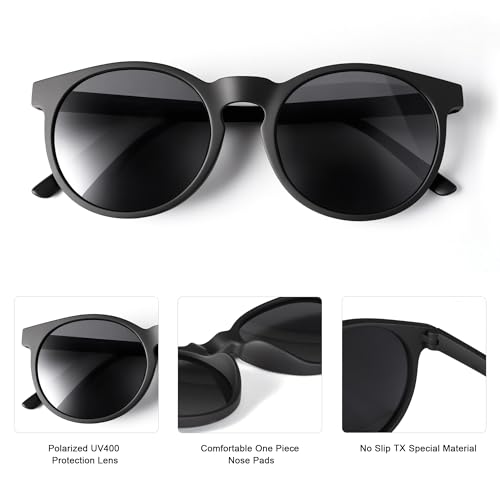 Image of WISTON Polarized Round Sunglasses for Women & Men,Running Sunglasses Retro Classic UV400 Protection TR Frame Lightweight 8107