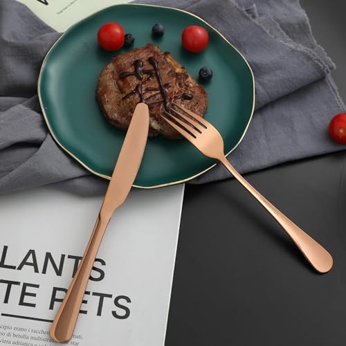 Image of aDai Premium Cutlery Set | Stainless Steel Tableware | Mirror Finish | Includes Spoon Fork Knife & Teaspoon | Elegant Flatware Set for Dining, Parties & Gifting (Rose Gold, Set of 40)