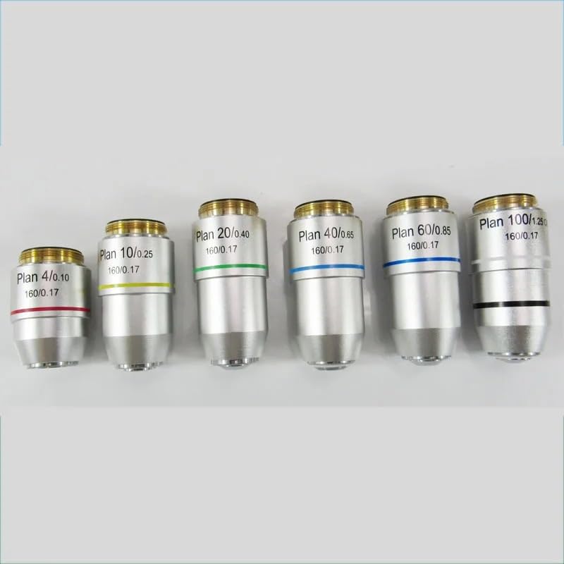 4X 10X 20X 40X 60X 100X Piano Microscopio acromatico lente lente microscopio biologico accessori parti (1PC Plan 4X)