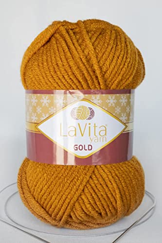 LaVita Yarn Gold Hand Knitting Yarn 5-Pieces Pack 100% Acrylic Yarn, 1 Ball 100 gr, 100 mt (9537) - Image 2