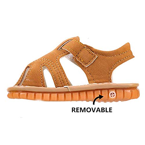 Image of WILLFUN Baby Boy Girl Summer Infant Squeaky Sandals Premium Rubber Sole Closed-Toe Non-Slip Shoes Toddler First Walkers