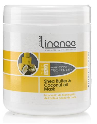Linange Shea Butter and Coconut Oil Mask 1000ml; Softening, Strengthening, Moisturizing, Nourishing, Hair Care Product; Hair Mask w/Proteins for Men and Women â€“ for Thin, Dry, Damaged, Curly Hair