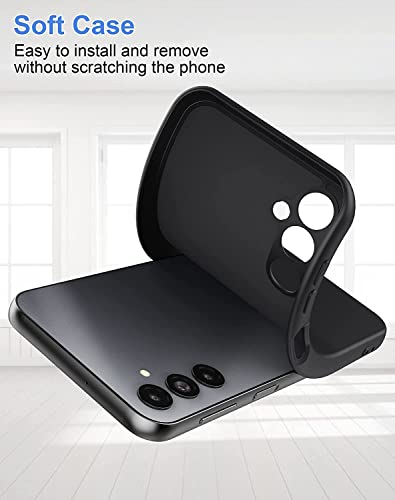 Image of DIZORO Microfiber Candy Case Compatible for Samsung A14 5G Smooth Touch Cushion Liquid Soft Silicone Gel Rubber Phone Cases Non-Slip Full Body Protective Shockproof Back Cover - Black