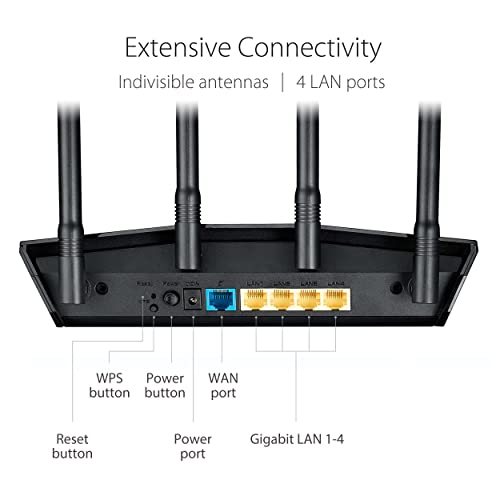 Image of ASUS RT-AX1800HP Dual Band WiFi 6 Extendable Router, Subscription-Free Network Security, Built-in VPN, Parental Control, Built-in VPN, AiMesh Compatible, Gaming & Streaming, Smart Home