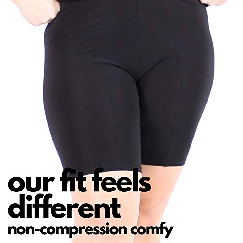 Undersummers Classic Shortlette: Plus Size Anti Thigh Chafing Slip Shorts for Under Dresses(3X, Black)