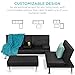 Best Choice Products Faux Leather Upholstery 3-Piece Modular Modern Living Room Sofa Sectional Furniture Set w/Convertible Single & Double Seat Futon Beds, Ottoman, Reclining Backrests - Black
