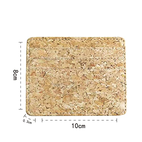 Teensery 2 Pcs Unisex PU Leather Credit Card Case Cork Pattern Card Pocket Wallet Card Holders for Women Men, Horizontal Style2