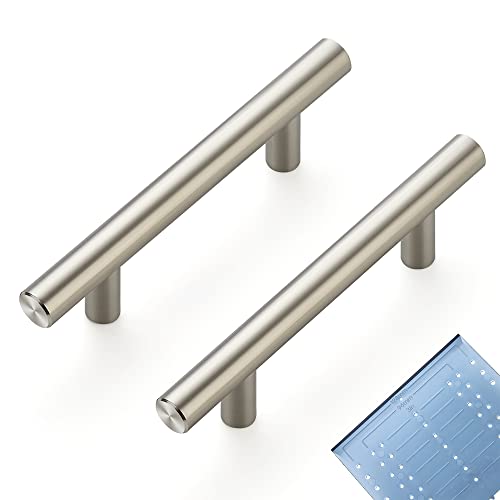 Image of Ravinte 15 Pack | 5'' Cabinet Pulls Brushed Nickel Stainless Steel Kitchen Drawer Pulls Cabinet Handles 5 inchLength, 3 inch Hole Center with Mounting Template