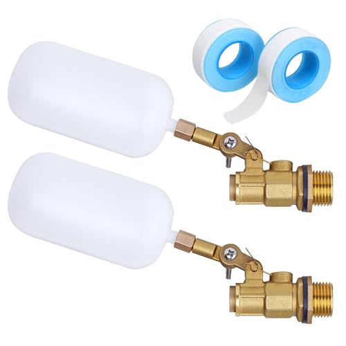 Image of 2 Pack Water Float Valve 1/2 inch, 1/2" Brass Float Ball Valve with Adjustable Arm, Automatic Fill and Control Water Level for Fountains Pool Aquariums Water Trough Water Tank Ponds (B-1/2 Inch)