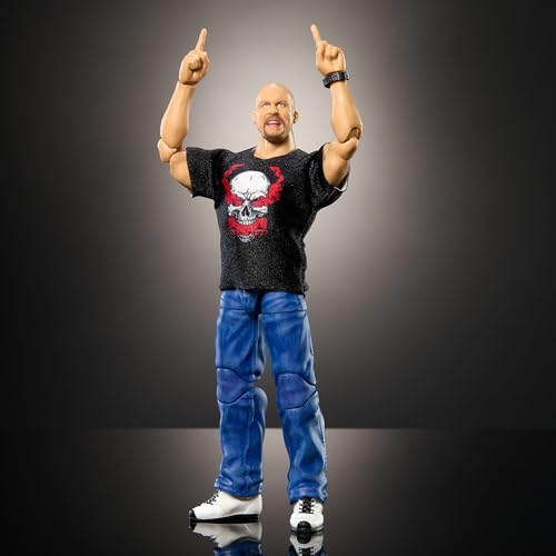 Mattel WWE Top Picks Elite Action Figure & Accessories Set, “Stone Cold” Steve Austin 6-inch Collectible with Swappable Hands, Ring Gear & 25 Articulation Points - image 3
