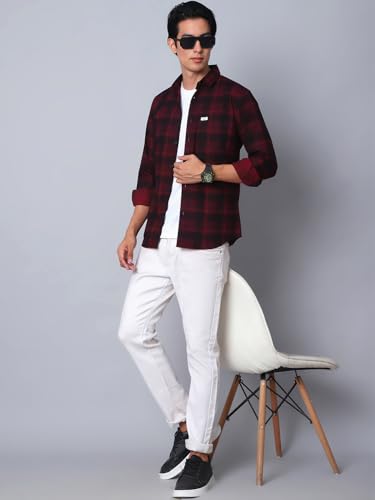 Image of Majestic Man Comfort Cotton Slim Fit Checked Casual Shirt for Men