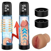 Penispumpe für Penisvergrößerung Sex Spielzeug für die Männer Elektrische Penis Pumpe Vakuumpumpe mit 4 Saugstufen 3 Automatische Trainingsmodi Wasserdicht Masturbator mit 2 Silikonhülsen